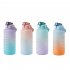 Motivational Water Bottle With Time Marker Reusable Water Bottle Plastic Bottle Leak Proof With Carry Handle For Gym Office 2L Pink