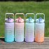 Motivational Water Bottle With Time Marker Reusable Water Bottle Plastic Bottle Leak Proof With Carry Handle For Gym Office 2L Purple