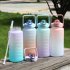 Motivational Water Bottle With Time Marker Reusable Water Bottle Plastic Bottle Leak Proof With Carry Handle For Gym Office 2L Purple