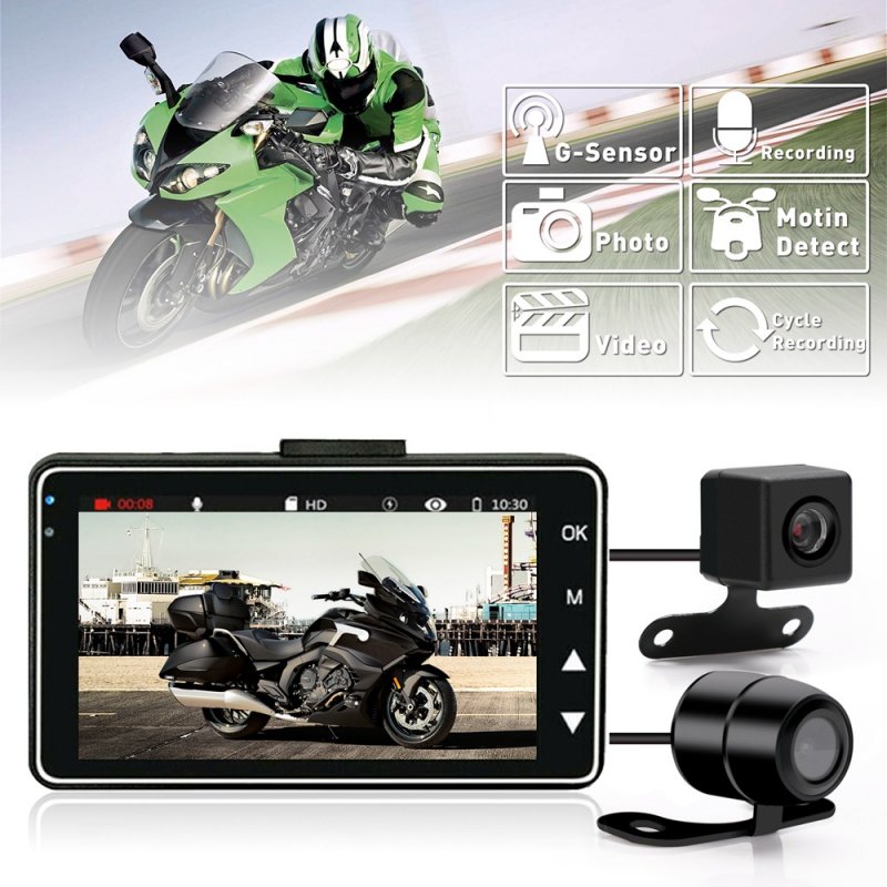 Motorcycle Carcorder Portable High Definition Abs 1080p Front Rear Dual Lens Motorcycle Dvr For Driving Boxed