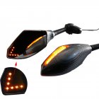 <span style='color:#F7840C'>Motorcycle</span> Double <span style='color:#F7840C'>LED</span> Turn <span style='color:#F7840C'>Lights</span> Side Mirrors Turn Signal Indicator Rearview Mirror For Honda Suzuki Kawasaki Ducati Yamaha Snake pattern_Pointed double lamp