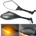 Motorcycle Double LED Turn Lights Side <span style='color:#F7840C'>Mirrors</span> Turn Signal Indicator Rearview <span style='color:#F7840C'>Mirror</span> Snake pattern_Pointed double lamp