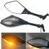 Motorcycle Double LED Turn Lights Side Mirrors Turn Signal Indicator Rearview Mirror  black Pointed double lamp