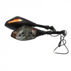 Motorcycle Double LED Turn Lights Side Mirrors Turn Signal Indicator Rearview Mirror  black_Pointed double lamp