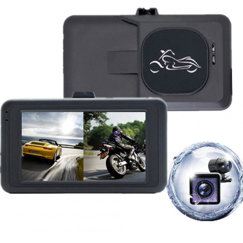 Motorcycle Driving Recorder 1080p Split Night Vision 3-inch Hd Display Rainproof Wire-controlled Locomotive Dvr Dash Cam black