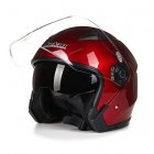 Motorcycle Dual Lens Open Face Capacete Motorcycle Vintage Style Helmets  red_M