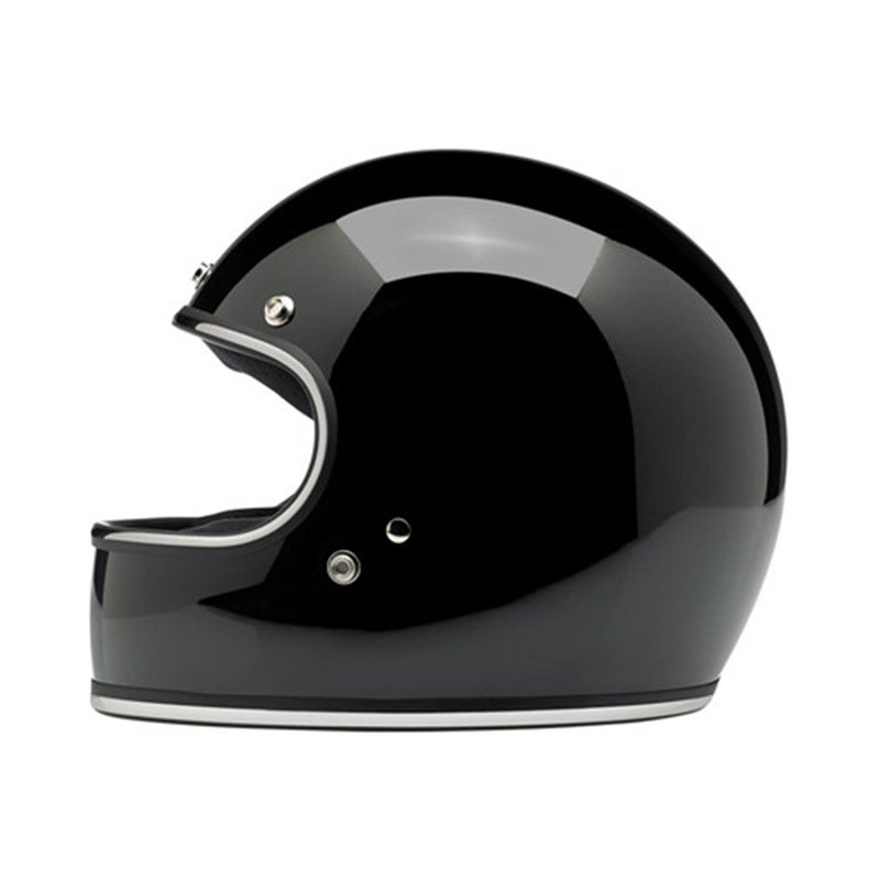 Motorcycle Full Covered Helmet Retro Helmet Winter ABS Outdoor Riding Helmet Bright black XL