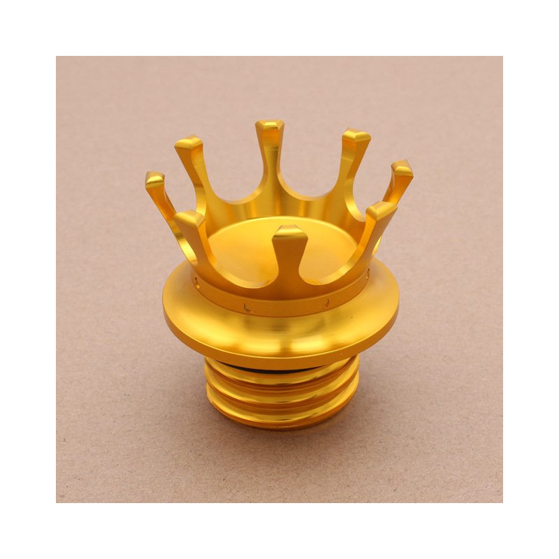 Motorcycle Gas Cap King Crown Style Flush Oil Fuel Tank Cap Golden