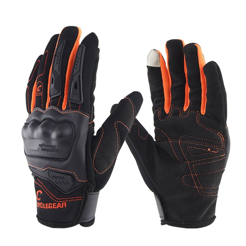 Motorcycle Gloves Anti-skid Shockproof Cycling Motocross Safet Gloves Gants Orange_L