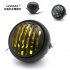 Motorcycle Headlight Black Metal Retro Headlight Front Light 12V Fits For CG125 GN125  Yellow glass