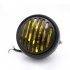 Motorcycle Headlight Black Metal Retro Headlight Front Light 12V Fits For CG125 GN125  Yellow glass