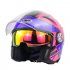 Motorcycle Helmet 3 4 Electrical Helemets Dual Visor Half Face Motorcycle Helmet   Rose Red Blue Lightning L