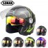 Motorcycle Helmet 3 4 Electrical Helemets Dual Visor Half Face Motorcycle Helmet   Black and yellow sky array XL