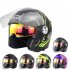 Motorcycle Helmet 3 4 Electrical Helemets Dual Visor Half Face Motorcycle Helmet   Black and yellow sky array XL