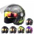 Motorcycle Helmet 3 4 Electrical Helemets Dual Visor Half Face Motorcycle Helmet   Black Silver Sky Array L