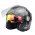 Motorcycle Helmet 3 4 Electrical Helemets Dual Visor Half Face Motorcycle Helmet   Black Silver Sky Array XXL