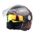 Motorcycle Helmet 3 4 Electrical Helemets Dual Visor Half Face Motorcycle Helmet   Black and red sky array M