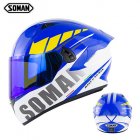 Motorcycle Helmet Anti-Fog Lens sith Fast Release Buckle and Ventilation System Wearable Ergonomic Helmet Suzuki Blue_XL