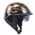 Motorcycle Helmet Black Flame Pattern Retro Half Face Helmet Bike Crash Helmet Bright black flame XXL