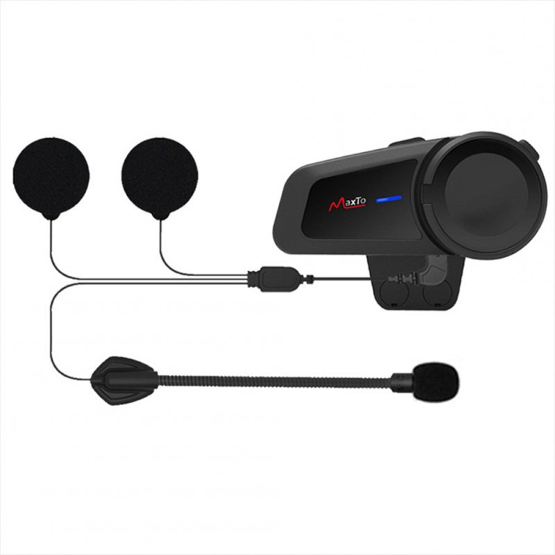 Motorcycle Helmet Bluetooth-compatible Headset Fm Radio Waterproof Universal Hd Group Intercom Earphone black