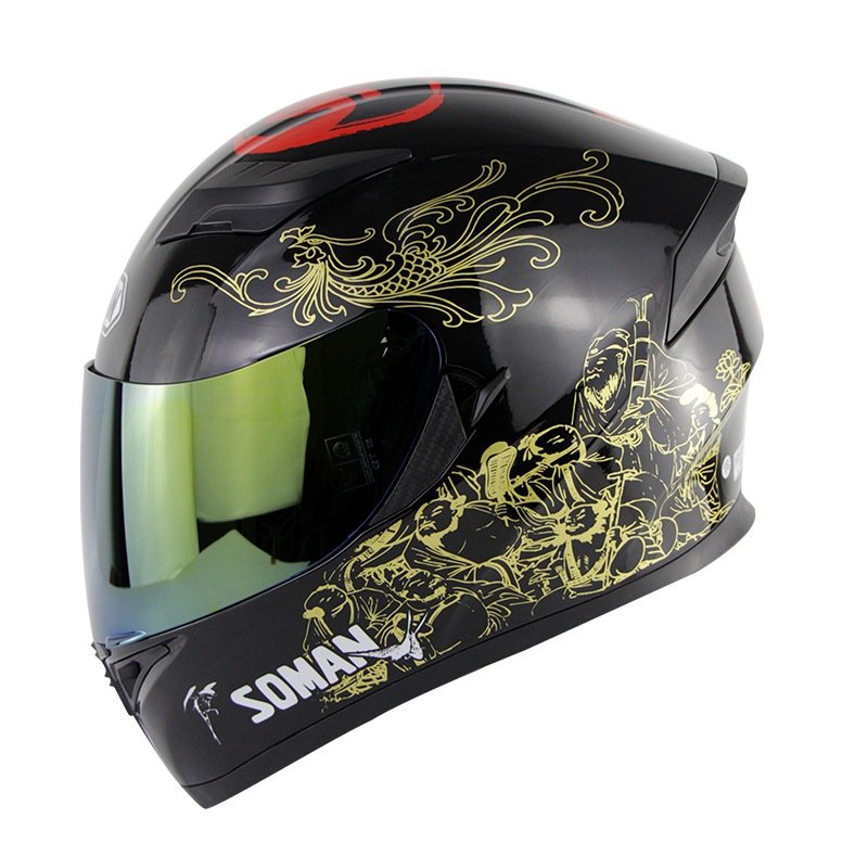 Motorcycle Helmet Men Full Face Helmet Moto Riding ABS Material Motocross Helmet gold_XL