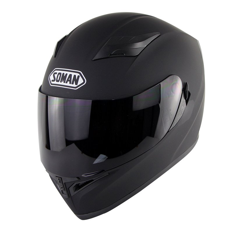Motorcycle Helmet Men Women Full Face Helmet Moto Riding Motocross Motorbike Helmet  Matte black with tea lens_M