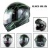 Motorcycle Helmet Unisex Double Lens Uncovered Helmet Off road Safety Helmet Bright black and green lines L