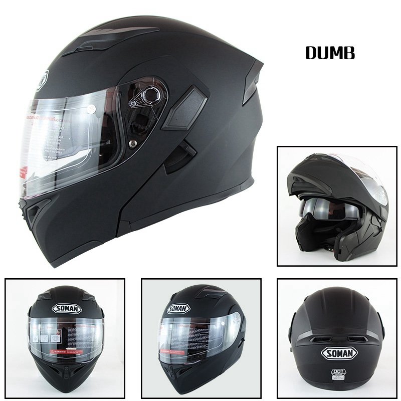 Motorcycle Helmet Unisex Double Lens Uncovered Helmet Off-road Safety Helmet Matte black_S