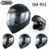 Motorcycle Helmet Unisex Double Lens Uncovered Helmet Off road Safety Helmet Matte black and red lines S