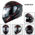 Motorcycle Helmet Unisex Double Lens Uncovered Helmet Off road Safety Helmet Matte black and red lines M