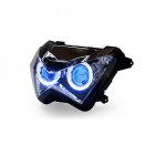 Motorcycle Led Light For Kawasaki Z800 Z250 Xenon Headlight Led Lens Headlamp Modified Headlight Assembly White angel eyes  blue demon eyes