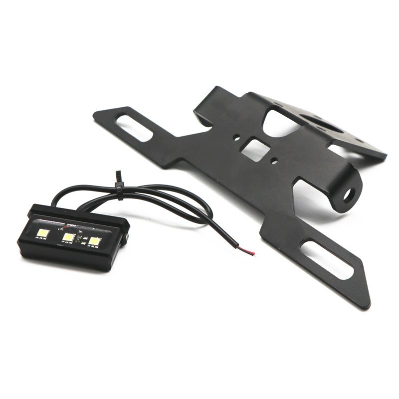Motorcycle License Plate Frame Holder Bracket with Light for YAMAHA YZF R6 17-20 black