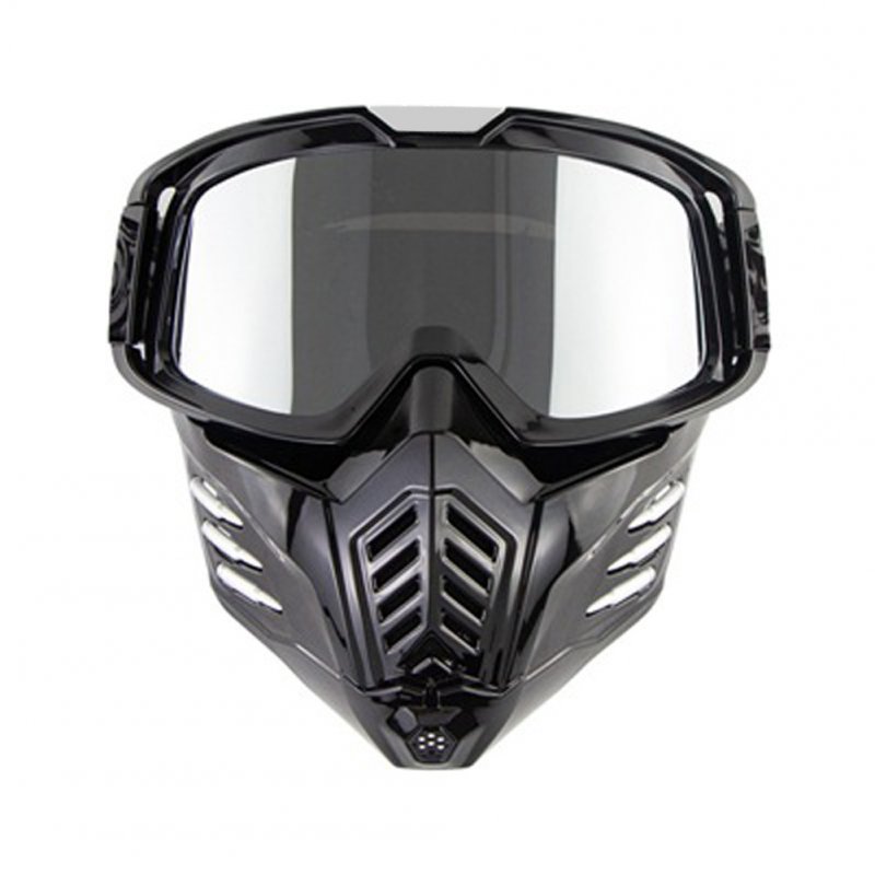 Motorcycle Mask Men Women Ski Snowboard Goggles Winter Off-road Riding Glasses Gloss Black Silver Plated