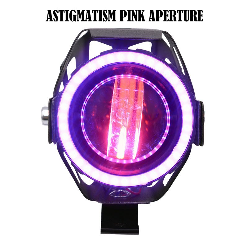 Motorcycle Modified Waterproof High Bright Colored LED Exterior Angel Devil Eye Spotlight Pink upgrade