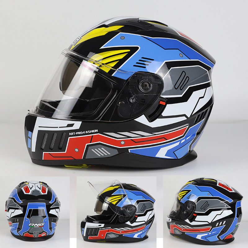 Motorcycle Modular Full Face Helmet Dual Visor Wireless Headphones Integrated Modular Air Vents Ventilation Helmet Colorful mecha