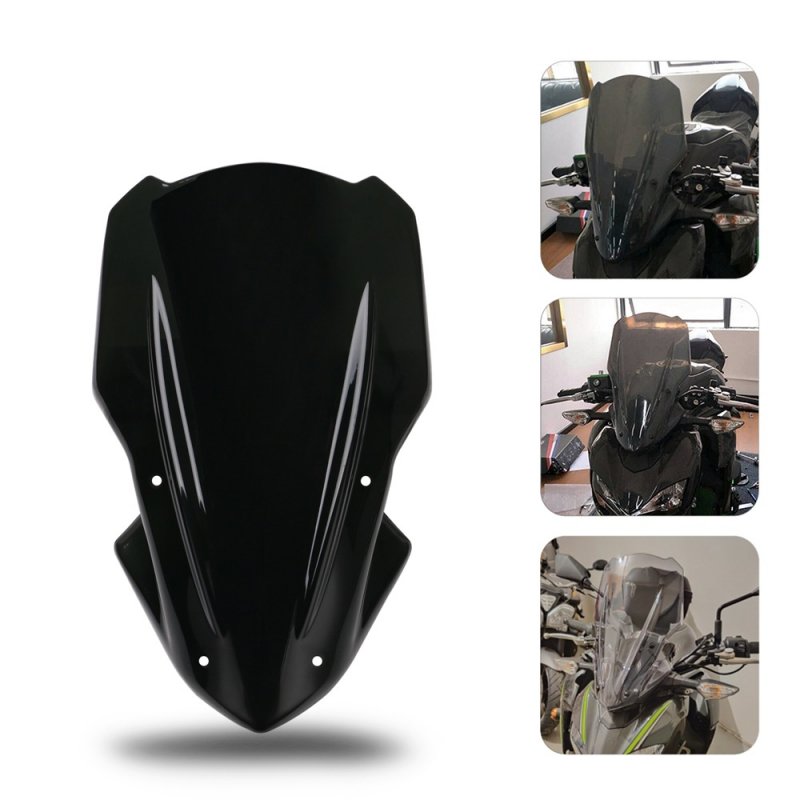 Motorcycle Motocross Screen Windshield Windscreen Air Deflector Bracket For Kawasaki Z900 17-19 Black