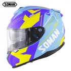 Motorcycle Racing Helmet Men And Women Outdoor Riding Double Lens Full Face Helmet Ece Standard Speed 1 matte blue yellow S