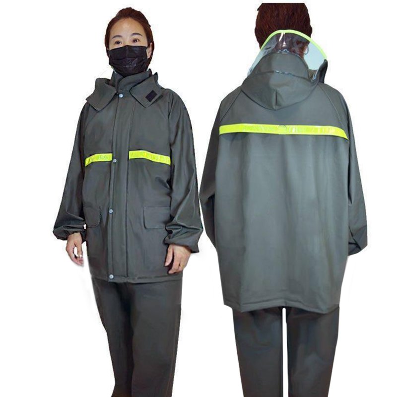 Motorcycle Raincoat With Drawstring Hat Safety Reflective Tape Waterproof Rainwear Suit Bike Raincoat For Camping Hiking Running Suit (pocket) XL