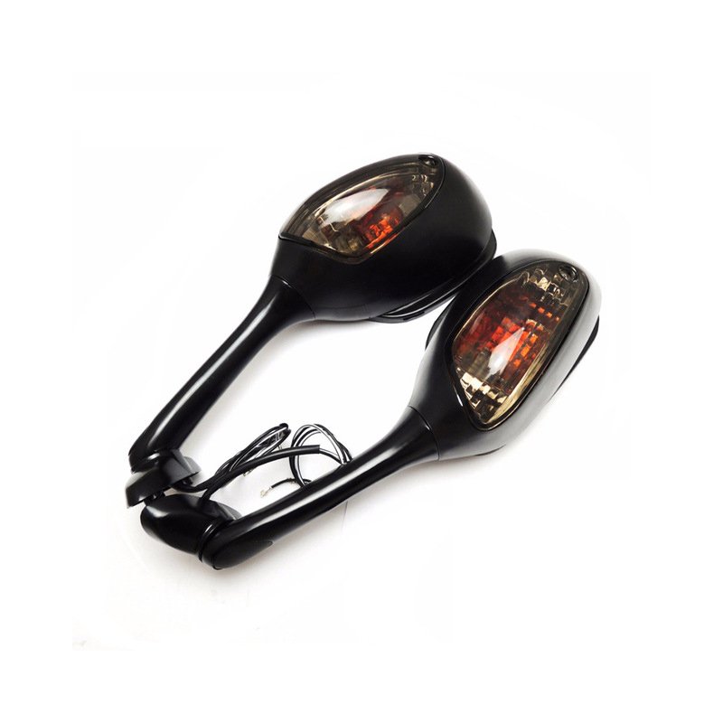 Motorcycle Rearview Side Mirrors for Suzuki GSXR 600 750 1000 with Turn Signal Light Black hood