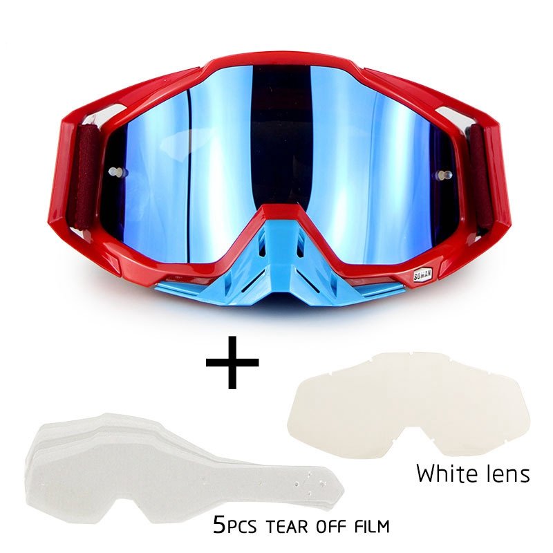 Motorcycle Riding Cross-country Goggles Outdoor Glasses Set with Transparent Lens and Tearable Film
