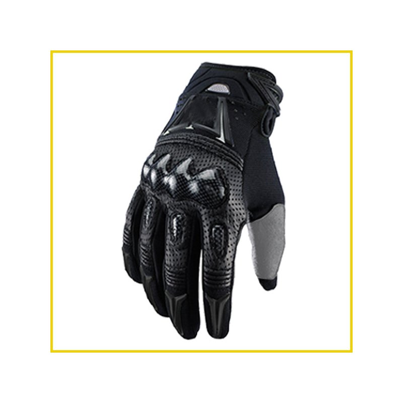 Motorcycle Riding Gloves Motocross Carbon Fibre Leather Racing Gloves black_L