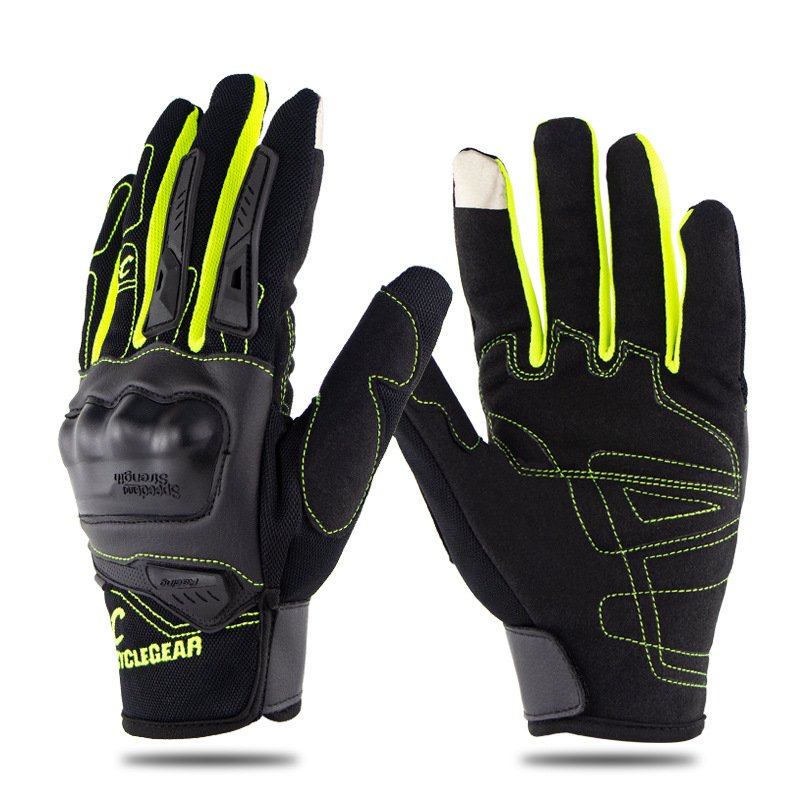 Motorcycle Riding Gloves Anti-slip  Anti-fall Racing Knight Gloves  Touchscreen Safe Gloves green_M