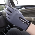 Motorcycle Riding Gloves Zipper Design Non-slip Windproof Fleece Lined Gloves