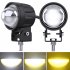 Motorcycle Spotlight Highlight External Lens Work Light Electric Vehicle Modified Led Headlight Bulb Yellow and white 1 pair