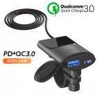 Motorcycle USB Phone Charger 30W USB-C PD+18W USB-A Dual Ports Fast Charging Adapter Waterproof Intelligent Power-Off For Phone Tablet Camera GPS as picture show