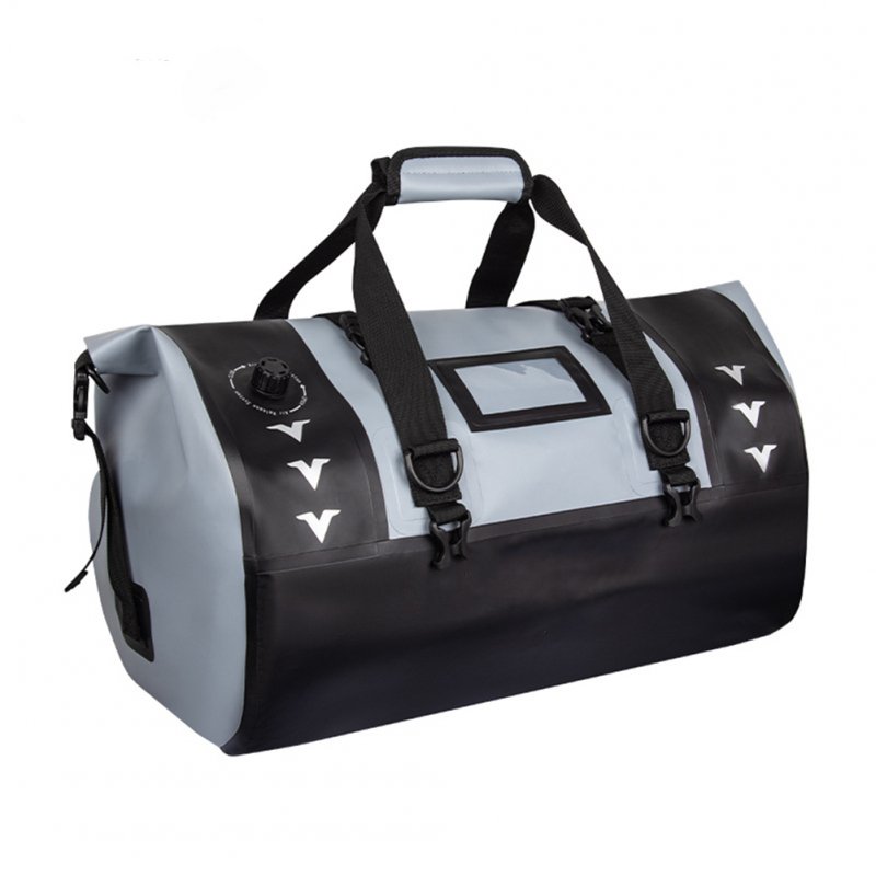 Motorcycle Waterproof Luggage Tail Bag, All-weather Large Capacity Saddle Bags Powersports Saddlebags With Reflective Design, Bike Accessories black silver 40L