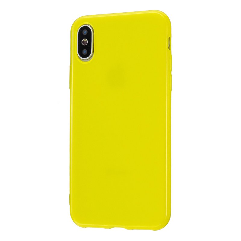For iPhone X/XS/XS Max/XR  Cellphone Cover Slim Fit Bumper Protective Case Glossy TPU Mobile Phone Shell Lemon yellow