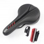 Mountain Bike Cushion with Light Bike Saddle Thicken Silicone Rear Lights Bike Seat Black red + 2282 tail light_270*144mm