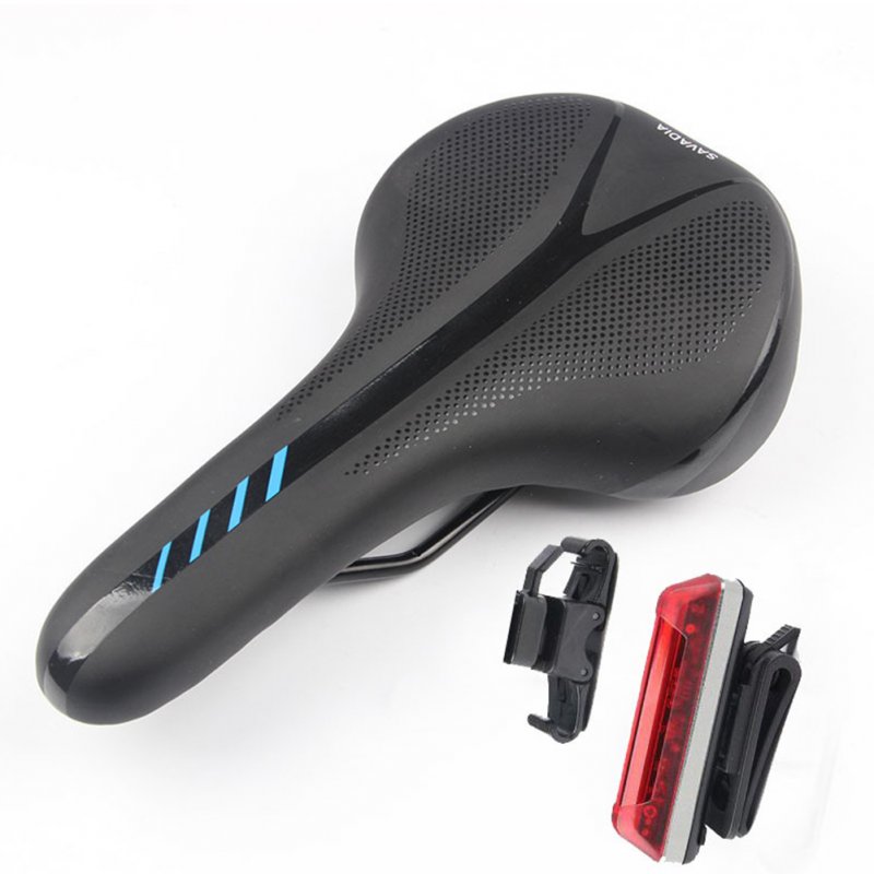 Mountain Bike Cushion with Light Bike Saddle Thicken Silicone Rear Lights Bike Seat Black and blue + 2282 tail light_270*144mm