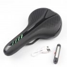 Mountain Bike Cushion with Light Bike Saddle Thicken Silicone Rear Lights Bike Seat Black green   red and blue tail lights 270 144mm